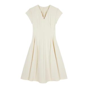 【断码清仓】JNBY/江南布衣夏季连衣裙混纺微弹S型气质V领短袖裙