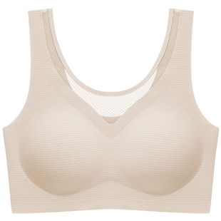 背心文胸女防震全罩杯无痕莫代尔薄款运动内衣大胸显小过安检胸罩