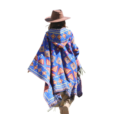 民族风带帽披肩斗篷旅游拍照围巾
