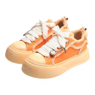 【秦霄贤同款】SOAP OPERA气泡橙擦色泡泡鞋厚底帆布鞋增高新款女