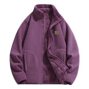 JEEP吉普中老年外套女冬季防寒保暖加绒加厚抓绒衣妈妈双面穿上衣