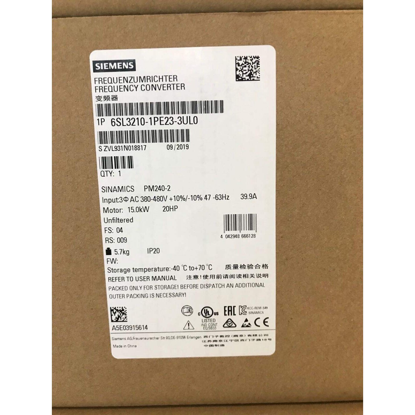 议价G120变频器6SL32101PE233UL0功率模块15kw适用
