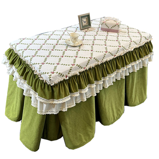 新款藕粉绣花森系桌布套正方长方形电暖炉烤火被布套加绒加厚桌罩