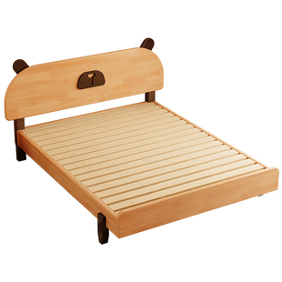 儿童床全实木男孩女孩公主床小户型卧室男童单人床1米5小熊实木床