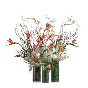 鲲屿 现代轻奢酒店大堂花艺【赤影鹤舞】售楼处端景台会所摆件