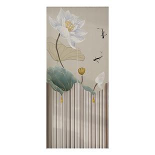 门帘新中式房间卫生间隔断防蚊遮挡隐私帘家用免打孔布艺蕾丝半帘