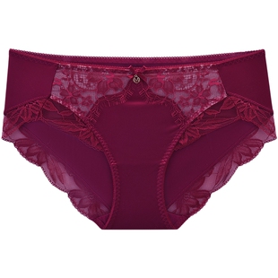 3件199|商场同款MYBODY新款女士内裤性感睫毛蕾丝高腰包臀平角裤