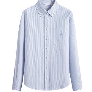 Navigare意大利小帆船纯棉长袖衬衫女士春秋季新款色织布条纹衬衣