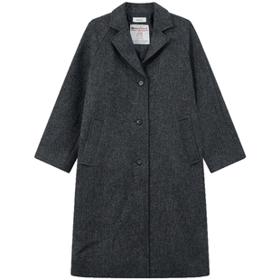 100%绵羊毛 BEANPOLE滨波 女优雅静奢简约时尚智性风粗花呢长大衣