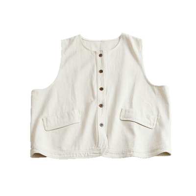 单排扣百搭圆领无袖马夹全棉