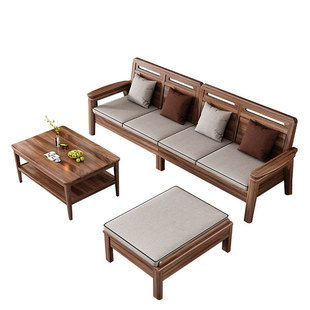 新中式乌金木全实木沙发组合客厅冬夏两用贵妃转角简约小户型家具