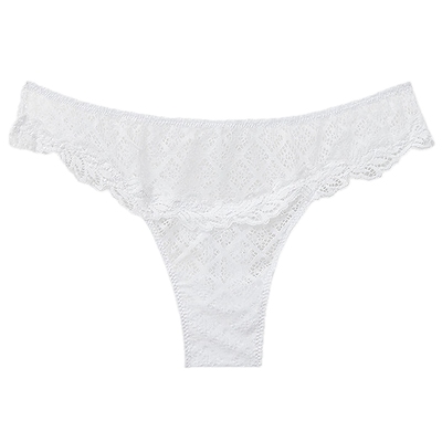 纯色菱格蕾丝巴西式内裤