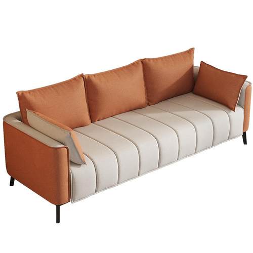 现代简约北欧出租房客厅休息区名宿酒店接待洽谈双人三人沙发皮艺