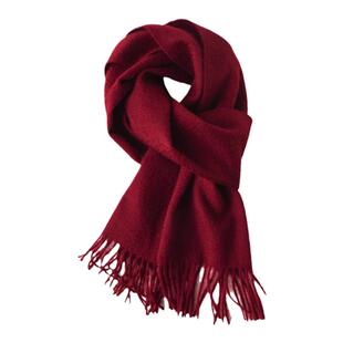 高端红色羊绒围巾女100纯羊绒冬季安可拉红马年围脖本命年送妈妈