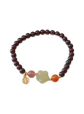 天然石榴石细手链女小众好运手串