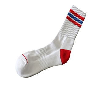 3双秋冬男士高筒袜毛巾底毛圈加厚条纹运动纯棉吸汗时尚白袜子潮