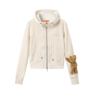 NOISY TEDDY25冬季新款可爱熊女士连帽长袖加绒卫衣外套舒适百搭