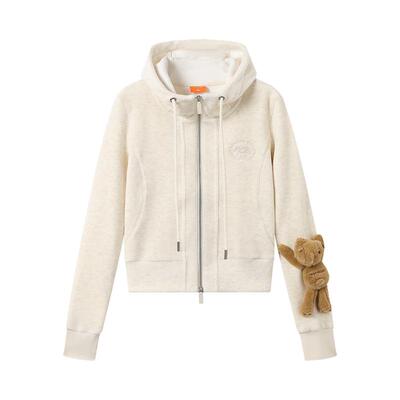 女士连帽长袖加绒卫衣外套