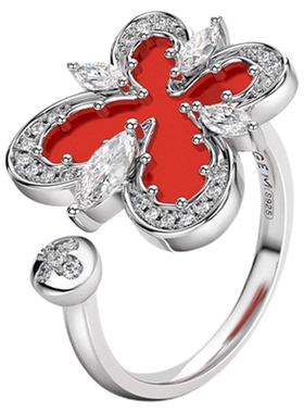 高银版戒指女EGEM意境S925纯银