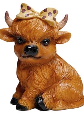 创意摆件桌面装饰苏格兰高地牛