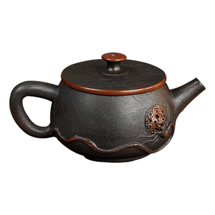 云南建水紫陶莲蓬菩提纹大口汉瓦壶全手工茶壶泡茶家用高端茶具