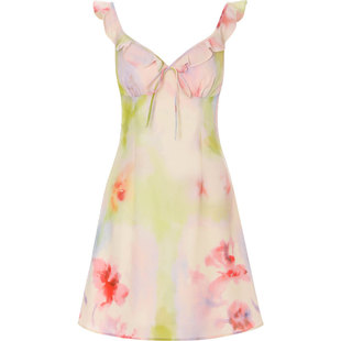 sincethen荷叶边吊带连衣裙海边度假短裙法式仙女短款裙子女夏季