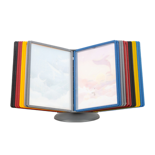 活页文件收纳展架台式菜牌桌面可旋转展示资料架翻页文件夹文件架