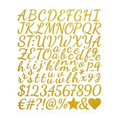 1英寸金葱手写英文字母数字贴纸