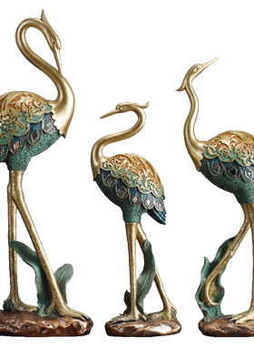 欧式手工彩绘仙鹤客厅装饰品摆件