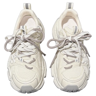 5CM增高~潮酷真皮网布厚底老爹鞋配袜子运动鞋时尚休闲鞋学生女鞋