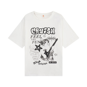 YUZI鱼子猫咪印花T恤纯棉大码女装夏微胖mm显瘦遮肉韩系甜酷短袖
