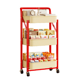 多巴胺可折叠小推车移动零食置物架厨房卧室玩具落地手推收纳架子