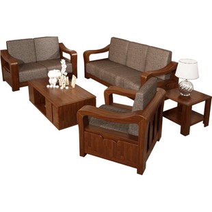 华日家居双人三人位现代中式布艺实木沙发组合 客厅家用工厂直销