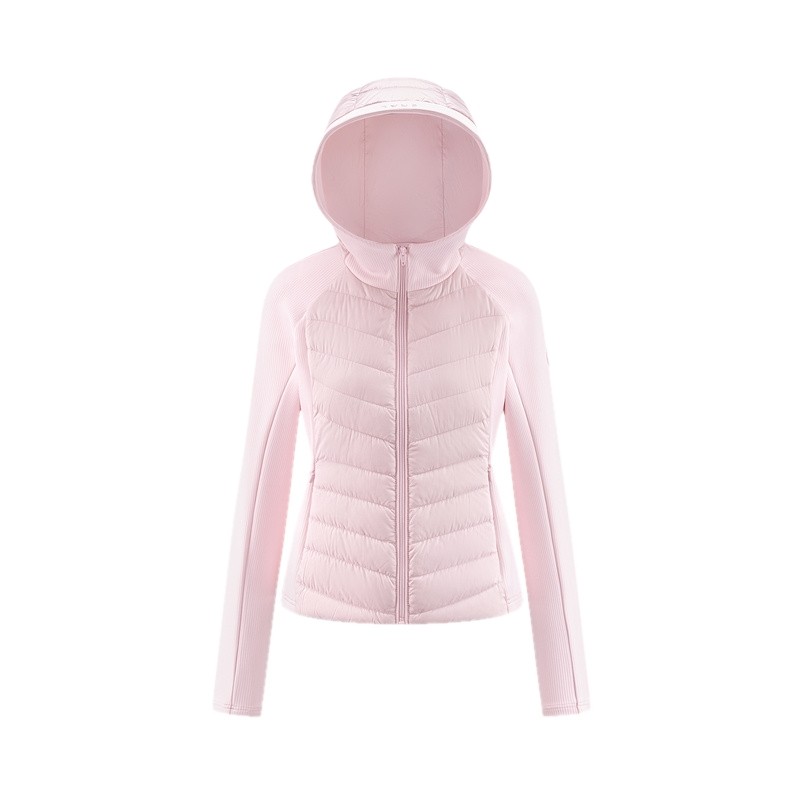 艾莱依春羽绒服女拼接冬季新款轻薄修身内胆时尚秋冬保暖连帽外套