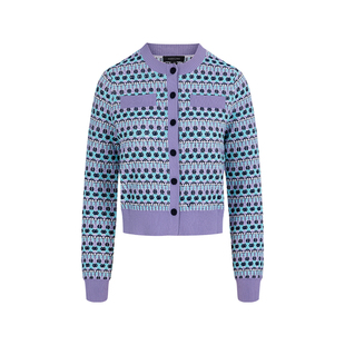 MARYLING玛俪琳初春新品香芋紫小圆领短款针织开衫A1EAW09050