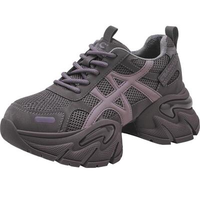 千百度网面厚底增高老爹鞋女款