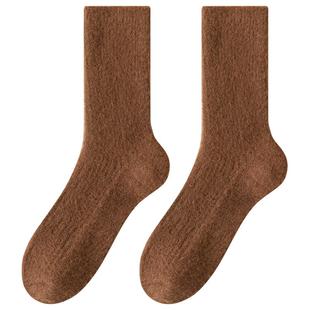 羊毛袜子女秋冬款中筒袜加绒加厚保暖堆堆袜冬季产后羊绒月子棉袜