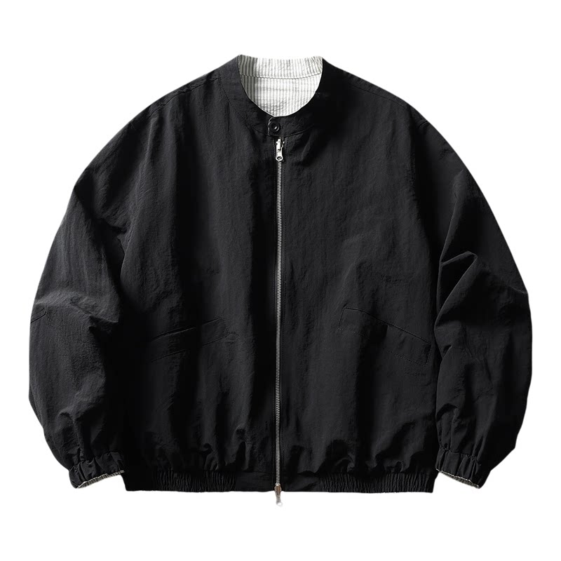 肌理感条纹双面穿机车服外套夹克