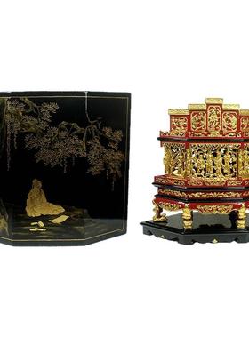 中式仿古实木雕花狮子炉