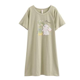 芬腾睡裙女士夏季纯棉薄款可爱短袖睡衣家居服女生夏天性感连衣裙