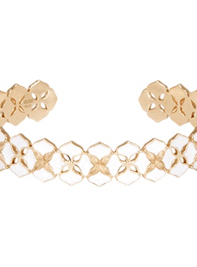 HERBE合璧 白瓷柿蒂手镯 细版 冷珐琅东方白 纹样手工拉丝工艺