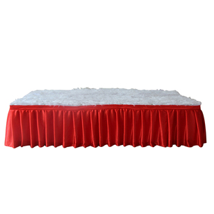 婚庆围布桌围2倍折冰绸t台围裙舞台帷幔夹子签到T台桌布围边定制