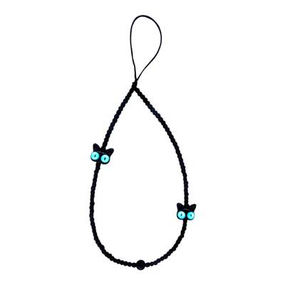 可爱黑猫咪闺蜜手机绳腕带