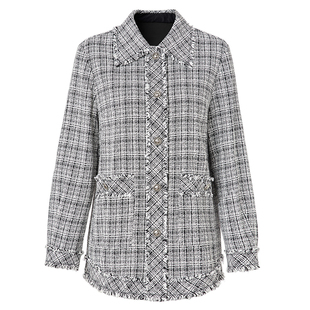 恩瑞妮2025春季新款时尚气质女装粗花呢衬衫外套百搭宽松显瘦上衣