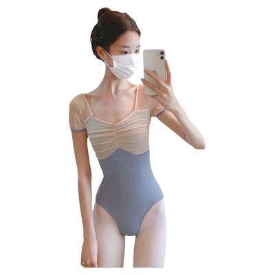vonsu梵舒芭蕾舞网纱压褶练功服