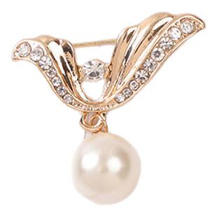 新款防走光扣天使珍珠胸针领口固定蝴蝶结别针西装高档配饰女