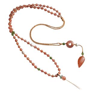 南露南红玛瑙吊坠挂绳项链毛衣链吊坠绳挂脖全珠链玉佩玉坠项链绳