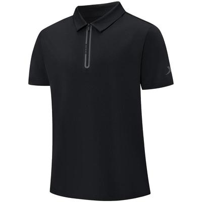 特步冰丝POLO衫男2025年新款夏季训练立领短袖透气男士运动上衣