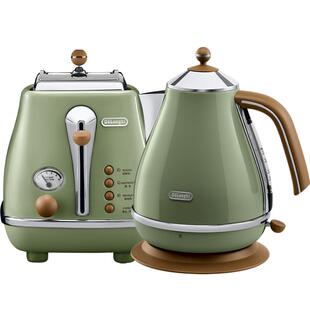 Delonghi/德龙复古系列家用电热水壶家用烧水多士炉烤面包机2件套