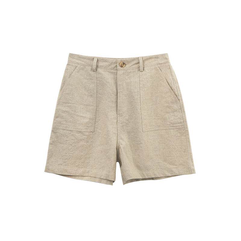 老钱风亚麻短裤韩版女夏季三分裤阔腿裤宽松直筒裤休闲棉麻热裤子